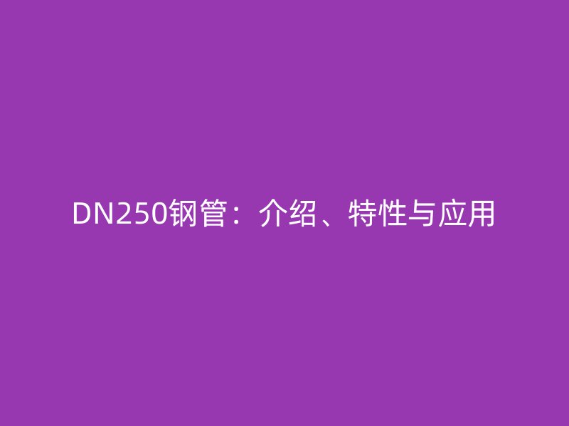 DN250鋼管：介紹、特性與應(yīng)用