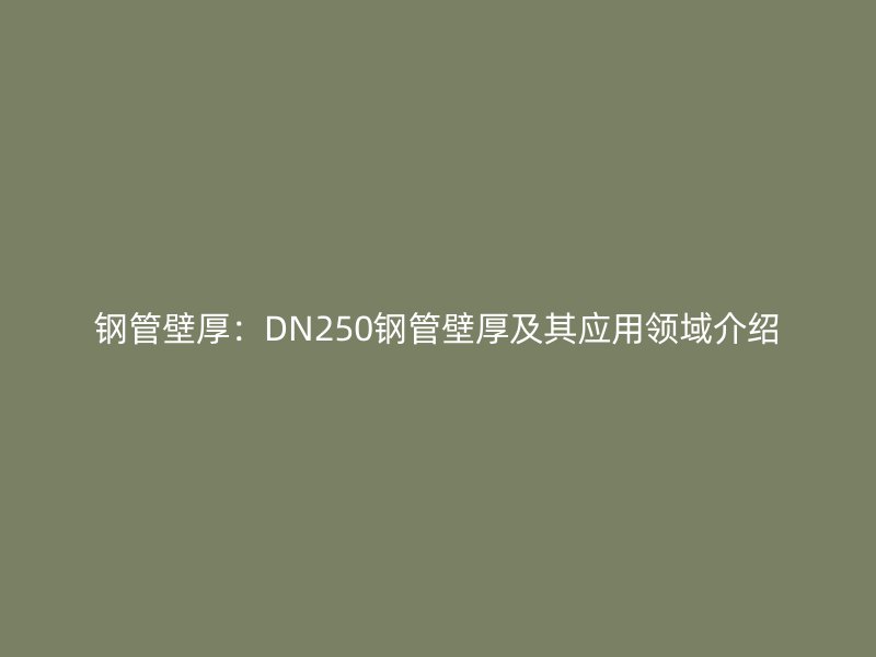 鋼管壁厚：DN250鋼管壁厚及其應(yīng)用領(lǐng)域介紹