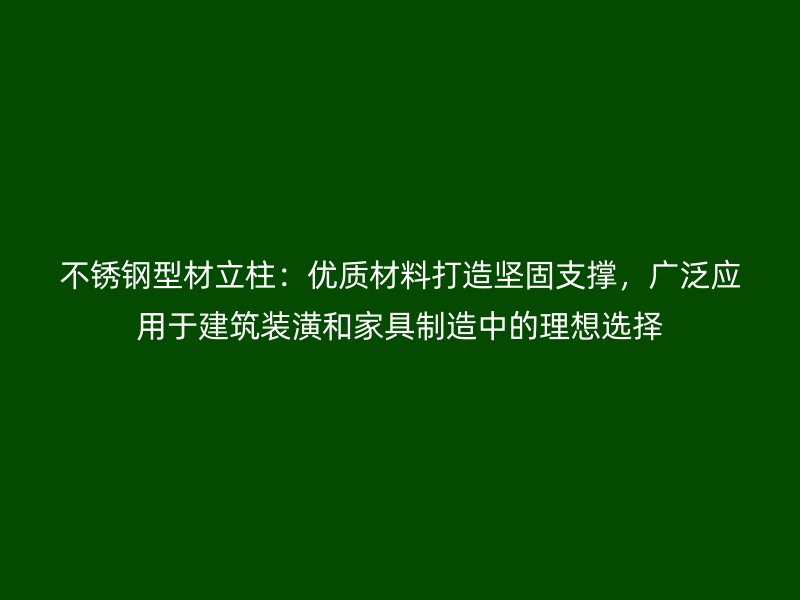 不銹鋼型材立柱：優(yōu)質(zhì)材料打造堅(jiān)固支撐，廣泛應(yīng)用于建筑裝潢和家具制造中的理想選擇