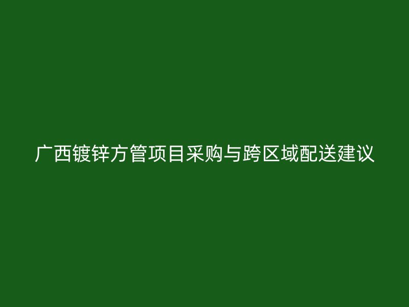 廣西鍍鋅方管項目采購與跨區(qū)域配送建議