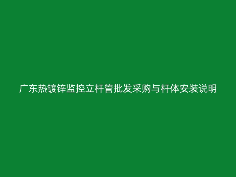 廣東熱鍍鋅監(jiān)控立桿管批發(fā)采購(gòu)與桿體安裝說(shuō)明