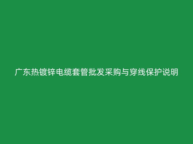 廣東熱鍍鋅電纜套管批發(fā)采購與穿線保護(hù)說明
