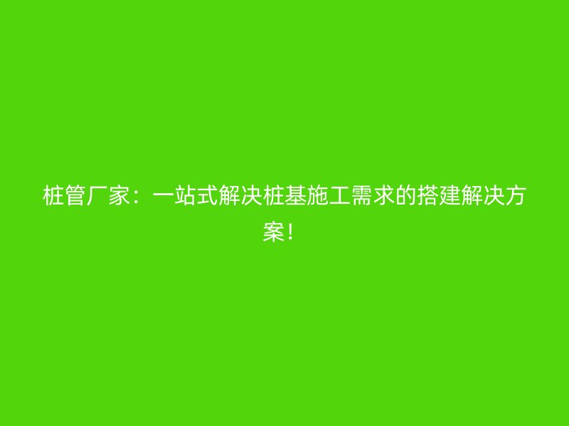 樁管廠家：一站式解決樁基施工需求的搭建解決方案！