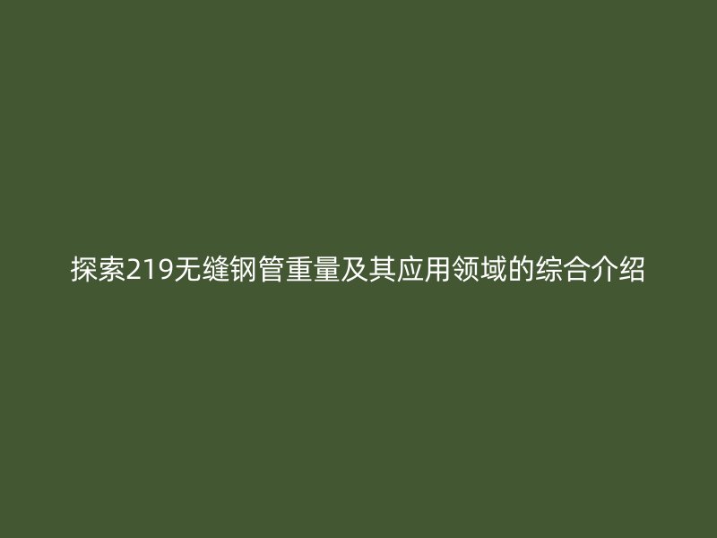 探索219無(wú)縫鋼管重量及其應(yīng)用領(lǐng)域的綜合介紹