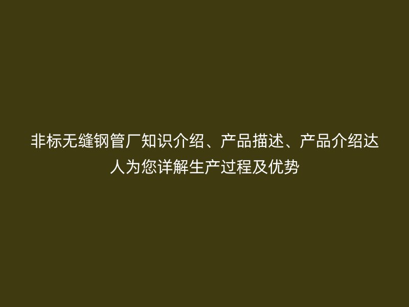 非標(biāo)無(wú)縫鋼管廠知識(shí)介紹、產(chǎn)品描述、產(chǎn)品介紹達(dá)人為您詳解生產(chǎn)過(guò)程及優(yōu)勢(shì)