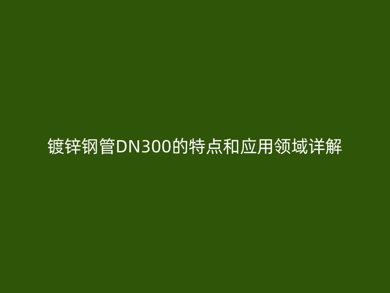 鍍鋅鋼管DN300的特點(diǎn)和應(yīng)用領(lǐng)域詳解